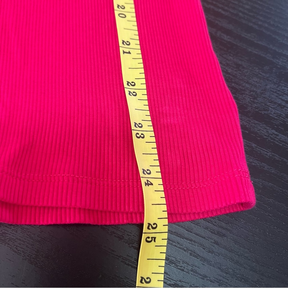 Bebe Bright Pink Ribbed Rhinestone Cross back Tank Large - Picture 6 of 7